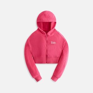 KITH kids girls hot pink cropped terry cloth hoodie- RARE Size Medium/8 Y2K